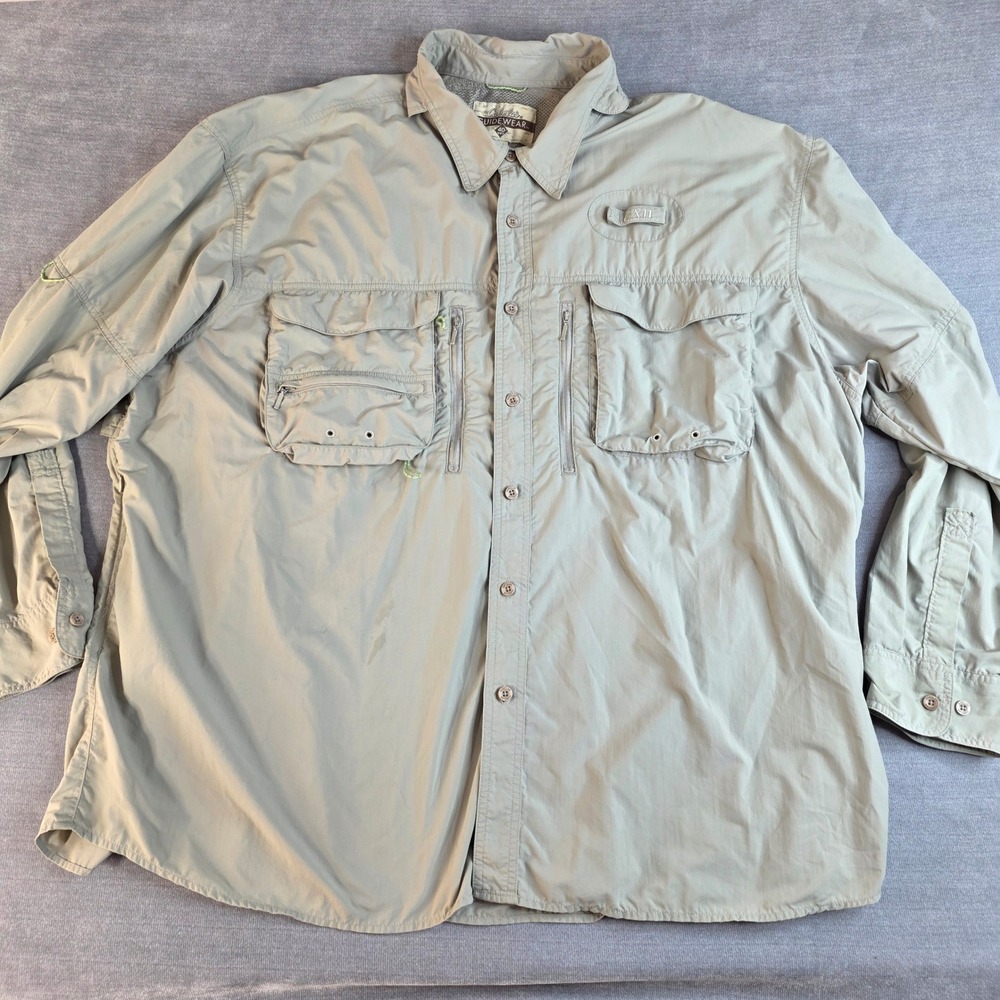 Cabela's Guidewear GXII Fishing Shirt Mens 3XL Tan LS Vented UPF 40 Performance